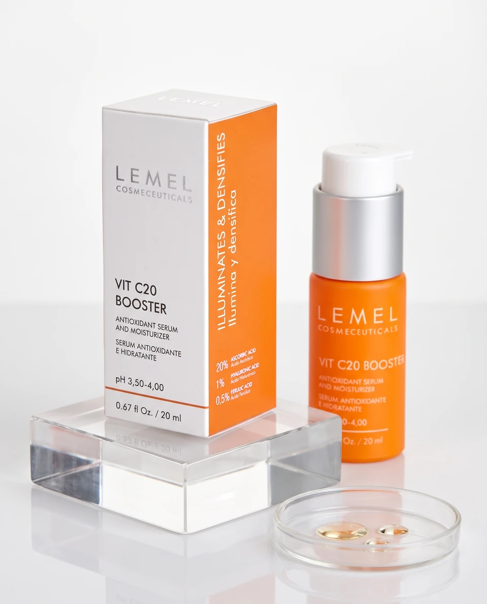 Estuche de Vit C20 Booster: nombre, función, activos con su porcentaje, pH y contenido